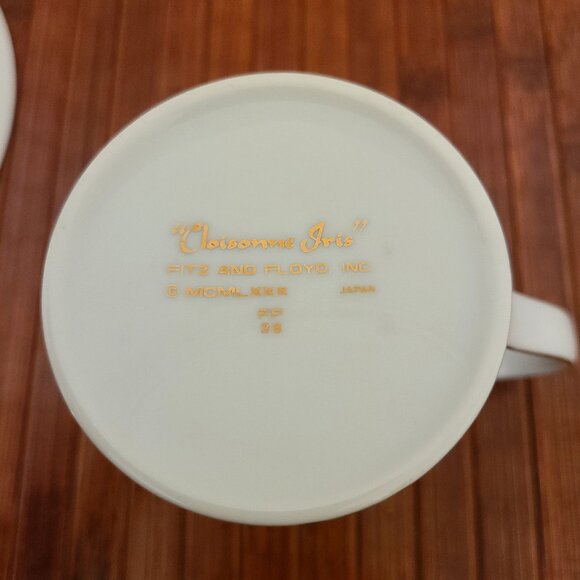 Vintage Fitz & Floyd Cloisonne Iris Dessert Plate & Matching Mug - Picture 10 of 10